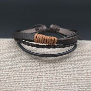 6.5 Inch Adjustable Triple Layer Different Leather Bracelet B979